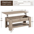 thumbnail image 4 of Yaheetech Table Basse à Plateau Relevable avec Compartiment Caché et Tablette Ouverte, Gris, 4 of 8