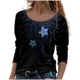 thumbnail image 1 of Machine d'Impression de T-Shirts Mode Femmes Décontracté Impression Col Rond Manches Longues T-Shirt Ample Blouse d'Automne Chandail Hauts, 1 of 5