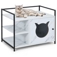 thumbnail image 1 of Costway Cat Litter Box  Enclosure Hidden Litter Furniture Cabinet W/ 2-Tier Storage Shelf, 1 of 10