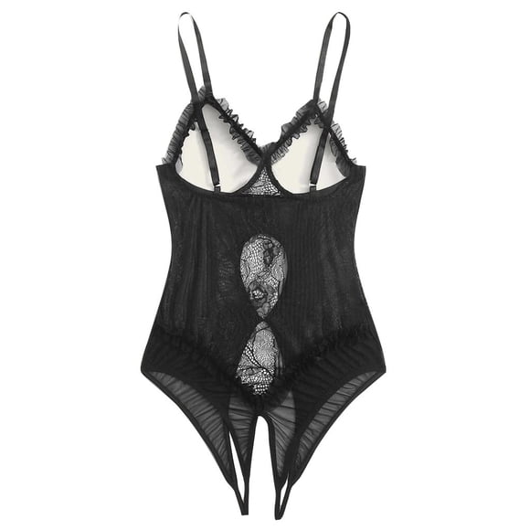 FhsagQ Lingerie Sets for Women Crotchless Green New Women Plus Size Lace Lingerie Jumpsuit Underwear Bodysuit Sleepwear Teddy Lingerie for Women Set Womens Lingerie Black L