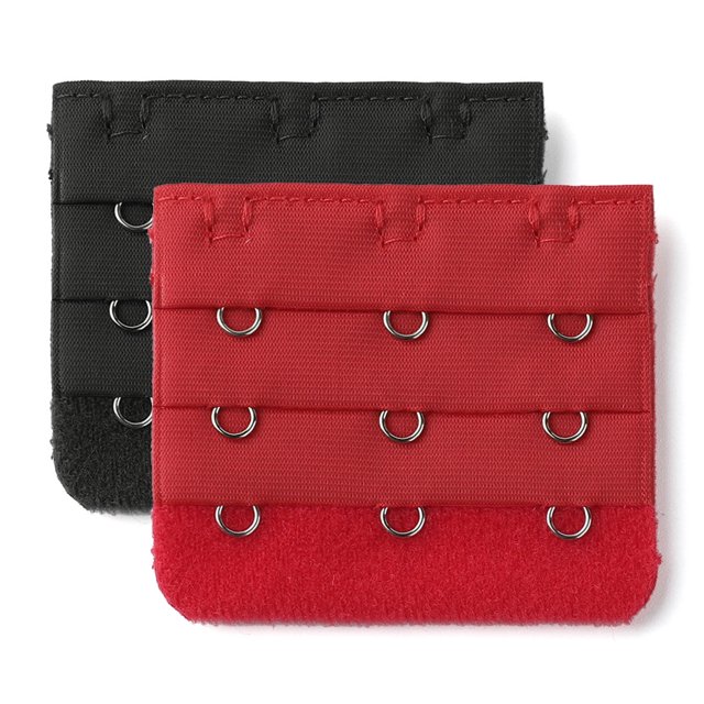 INSPIRE CHIC Rallonges de Soutien-Gorge pour Femmes à 3 Crochets 3 Rangées Bretelle de Soutien-Gorge Extensible Boucle Crochets Bande de Soutien-Gorge Noir-Rouge 2