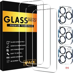IPhone 15 Pro Max Protecteur d'écran [3-Pack] + Protecteur d'objectif caméra - Cas amical, verre trempé, installation facile