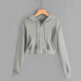 thumbnail image 2 of Timegard Zip up Hoodies for Women Plus Size Cropped Sweatshirts Long Sleeve Shirts Pullover Solid Color, 2 of 5