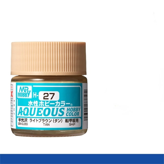 Mr. Hobby Aqueous H27 Semi-Gloss Deck Light Brown Acrylic Paint 10ml for Scale Models & Miniatures