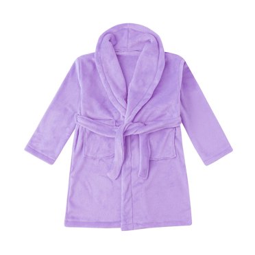 MEZZALL Peignoirs en Flanelle de Couleur Unie pour Tout-Petits Garçons Filles Serviette Robe de Nuit Pyjamas Vêtements de Nuit Confort Tenue d'Intérieur, Violet, 6-8 Ans