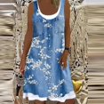thumbnail image 3 of Hauts de Robe pour Femmes Femmes Mode Décontractée Imprimé Floral Ample Faux Deux Pièces Robe en Denim, 3 of 6