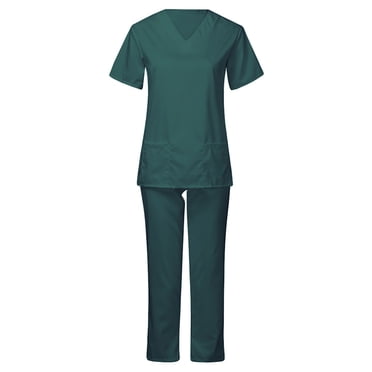 EQWLJWE Nurse Scrubs Uniform Womens Scrubs for Women Set Clearance Nurse Scrubs Costume Women's Cool Stretch V-Neck Top and Cargo Pant Set Plus Size Halloween Scrubs