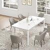 78.7 Inch Faux Marble Dining Table for 6-8 People, Rectangular Kitchen Table with Metal Frame, Modern Industrial Dining Table for Dining Room, Kitchen, Living Room, Home Office，White