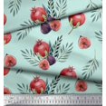 thumbnail image 2 of Soimoi Green polyester Crepe Fabric Pomegranate & Fig Fruits Print Sewing Fabric Yard 52 Inch Wide, 2 of 5