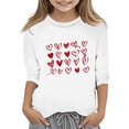 thumbnail image 1 of PMVFHDE Combinaisons Filles Hauts T-Shirt Fille T-Shirts Filles T-Shirts pour Fille T-Shirts Graphiques T-Shirts pour Fille Graphique T-Shirts de la Saint-Valentin pour Filles Imprimé Col Rond Fonctionnel Manches 3/4 T Blanc, 3-4 Ans, 1 of 4