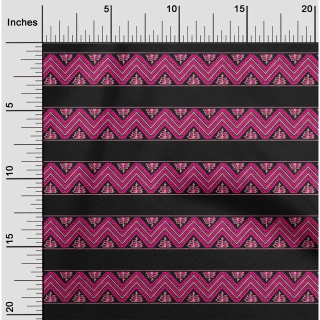 oneOone Coton Popeline Tissu Imprimé Floral & Chevron 56 Pouces de Large