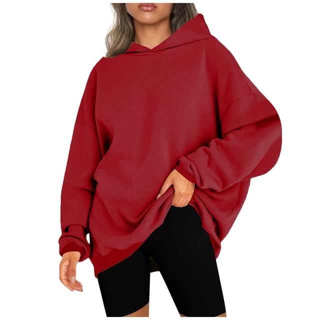 Oversized Hoodies for Women Sweatshirts Long Sleeve Pullover Fall Winter Solid Color Tops