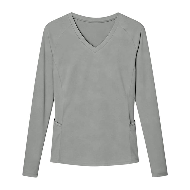 Craaazy Chandail à Col en V à Manches Longues pour Femmes, Léger, Uni, Protection Solaire UPF, avec Poche Latérale, pour la Randonnée et l'Entraînement