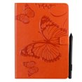 thumbnail image 1 of Étui pour iPad 10.2 Pouces 9e 8e 7e Génération, Folio Ajusté en Cuir PU Papillon en Relief Support Intelligent Couverture Auto Réveil/sommeil Protection Antichoc Dos TPU, Orange, 1 of 6