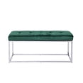 thumbnail image 1 of Heavenly Collection Green Velvet Bench with Metal Base – Modern Upholstered Accent Bench for Entryway, Bedroom, or Living Room, 1 of 3