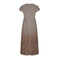 thumbnail image 5 of Meichang Robe d'Été en Coton et Lin à Manches Courtes pour Femme, Col Rond, Coupe Ample, Dégradé, Robe Midi Bohème Décontractée à Imprimé, Robe de Travail Rétro Légère Évasée, Brun, M, 5 of 5