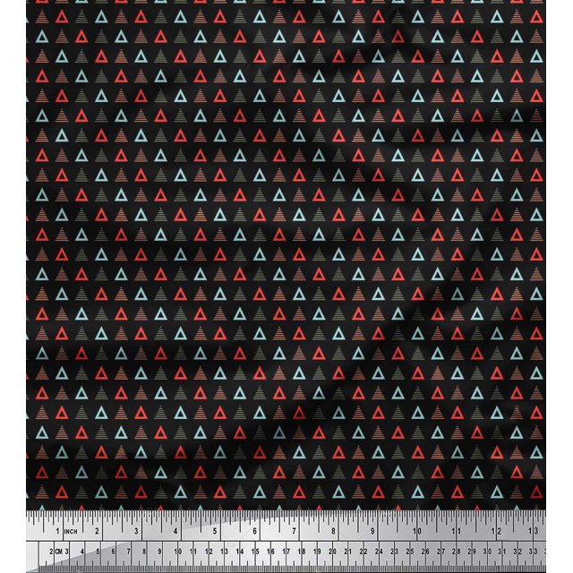 Soimoi Moss Georgette Fabric Triangle Shirting Decor Fabric Printed Yard 42 Inch Wide