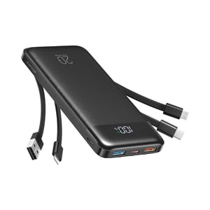 Charmast Power Bank 20000mAh, 20W Fast Charging Portable Charger with Built-in Cables, USB C Battery Pack, Slim Portable Phone Charger Backup Battery for iPhone, Samsung