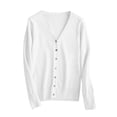 thumbnail image 4 of aohooy Cableknit Cardigan for Women V-Neck Button Down Cardigans Solid Soft Long Sleeve Sweaters White,L, 4 of 9