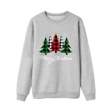 DuoJiaJ Christmas Long Sleeve Letter Print Hoodless Pullover Sweatshirt Blouse Xmas Holiday Family Matching Outfit