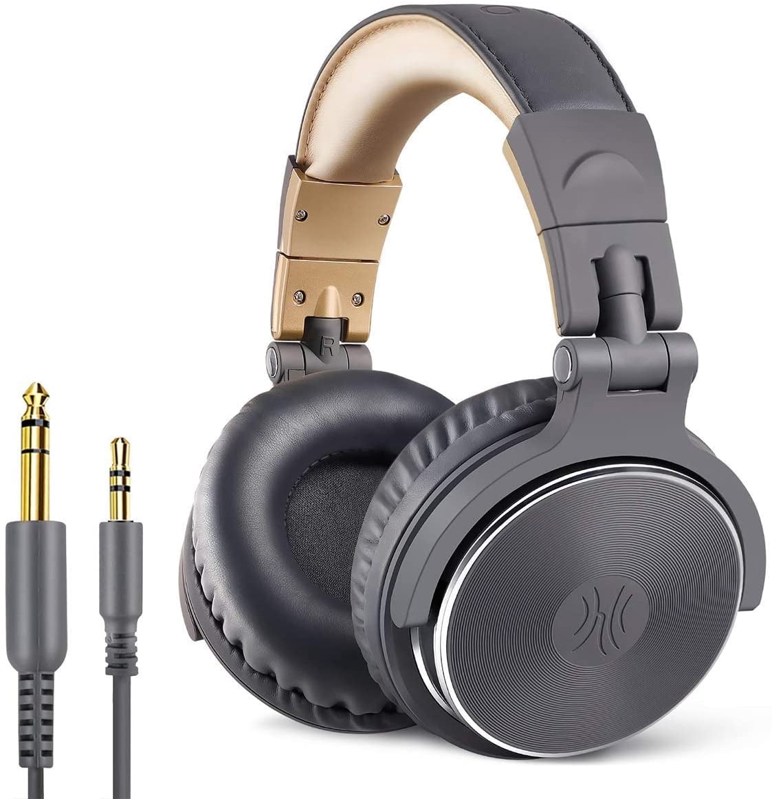 Dj Headphones with Cable Closed Studio Headphones with Mic, No Adapter Studio Headphones Stereo Headphones for Podcasting, Recording
