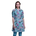 thumbnail image 1 of Bimba Kurti à Manches Retroussables pour Femmes, Col Mandarin Imprimé, Hauts de Kurti Courts, 1 of 6
