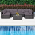 thumbnail image 2 of Gymax 7PCS Patio Rattan Sectional Sofa Set Outdoor Furniture Set w/ Grey Cushions, 2 of 9