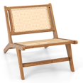 thumbnail image 1 of Costway Mid Century Modern Teak Wooden Chair with Handwoven Rattan Seat & Backrest, 1 of 8