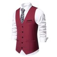 thumbnail image 4 of EGNMCR Débardeurs Homme Homme Uni Mode Rétro avec Poches Bouton Col en V Débardeurs Hauts Blouse, 4 of 9