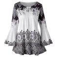 thumbnail image 1 of Leutsin Womens Plus Size Printed Flare Sleeve Plus Size Plus Size Tops Blouses Keyhole T-Shirts, 1 of 1