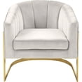 thumbnail image 3 of Meridian Furniture Carter Fauteuil d'Appoint en Velours Crème avec Base en Acier Inoxydable, 3 of 9