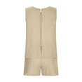 thumbnail image 4 of Birdeem Mode Femme Col Rond Uni Sans Manches Blouse Ample Coton Lin Poches Pantalons Chemises Ensembles, 4 of 12