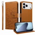 thumbnail image 1 of Compatible with iPhone 17 Pro Case Wrist Strap Leather Dog Embossed Pocket Card Slot Holders, 1 of 5