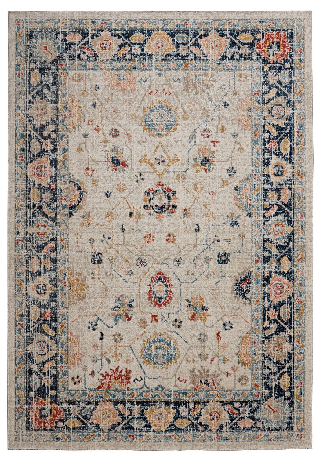 Tapis d'appoint Grand Zéro Leona ivoire & bleu de 3 pi x