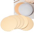 thumbnail image 4 of 10PCS Double Sided Pattern Round Cake Boards, Thicken Cardboard, Gold + Silver, Lace Decoration, Reusable Cake Trays for Wedding, Birthday Party, 4 of 8