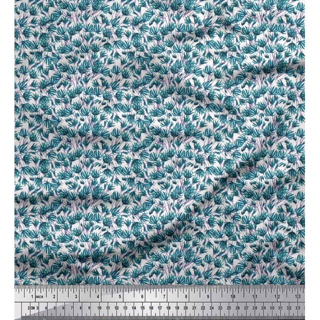 Soimoi Polyester Crepe Fabric Flower Artistic Decor Fabric Printed Yard 52 Inch Wide
