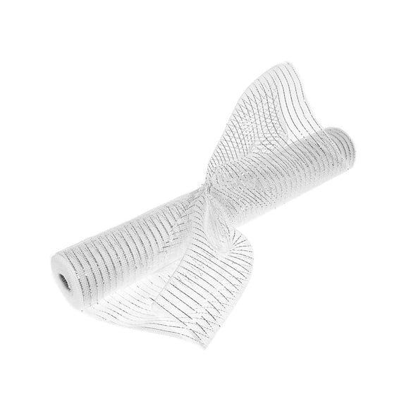 Ruban Mesh (Blanc Avec Des Rayures D'Argent) (21" X10Y) - Set of 2