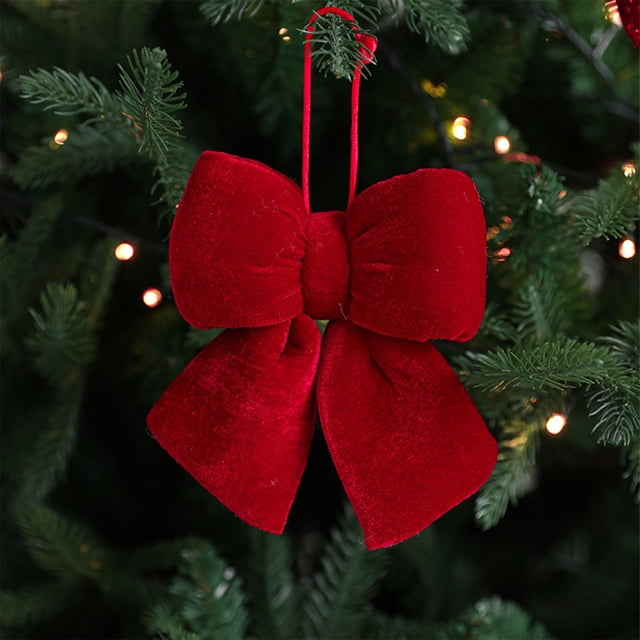 Christmas Bow Christmas Tree Decoration Hanging Red Velvet Bow Christmas Tree Decoration
