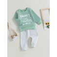 thumbnail image 3 of Faithtur Toddler Girls 2PCS Pants Sets Long Sleeve Letter Print Pullover Tops and Drawstring Pants Sets, 3 of 8