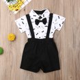 thumbnail image 2 of EYIIYE Bébé Garçon 2PCS Ensemble de Tenue, Moustache Bow Romper + Bretelles Shorts, 2 of 7