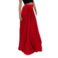 thumbnail image 1 of B91xZ Jupes Courtes pour Femmes Taille Élastique Jupe Longue Évasée, Rouge S, 1 of 4