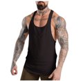 thumbnail image 1 of EOYWHK Mens Workout Tank Tops Quick Drying Racerback Tees Thin Straps Loose Fit Solid Color Gym Fitness Loungewear Activewear Tops, 1 of 7