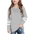thumbnail image 1 of Yanlir Striped Casual Shirts for Kids Boys Girls Cute Print T-shirt Fashion Loose Round Neck Print Long Sleeve O-Neck Tops 3-14 Years(Gray,4 Years), 1 of 6