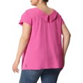thumbnail image 3 of GRACE & GRANDEUR Women's Plus Size Summer Solid Cap Short Sleeve Chiffon Blouse Hot Pink 3X, 3 of 6