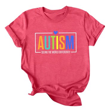 Women's Short Sleeve T-Shirt Clearance Items Women Blending Shirts Awareness Shirt for Women I Wear Blue Tshirt Mom T Shirt Puzzle Piece Short Sleeve Tops