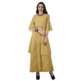 thumbnail image 3 of Moomaya Printed High Low Crop Top Kurti Palazzo Set Ethnic Indian Clothing Set For Womens, 3 of 8