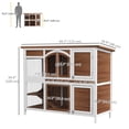 thumbnail image 3 of PawHut 49"L Wooden Rabbit Hutch, Two Story Bunny Cage with Ramp, 3 of 10