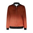 thumbnail image 5 of Swstbby Liquidation d'Automne! Vestes d'Automne pour Femmes, Chandail en Molleton Ample à Manches Longues pour Femmes avec Fermeture Éclair Veste Décontractée en Tricot Grossier Veste de Baseball Orange G, 5 of 5