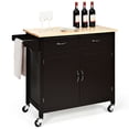 thumbnail image 1 of Costway Modern Rolling Kitchen Cart Island Wood Top Storage Trolley Cabinet Utility, 1 of 10