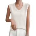 thumbnail image 4 of Plebaso Ribbed Tank Tops for Women Crew Neck Sleeveless Knit Shirts Solid Color Loose Summer Casual Tops, 4 of 5
